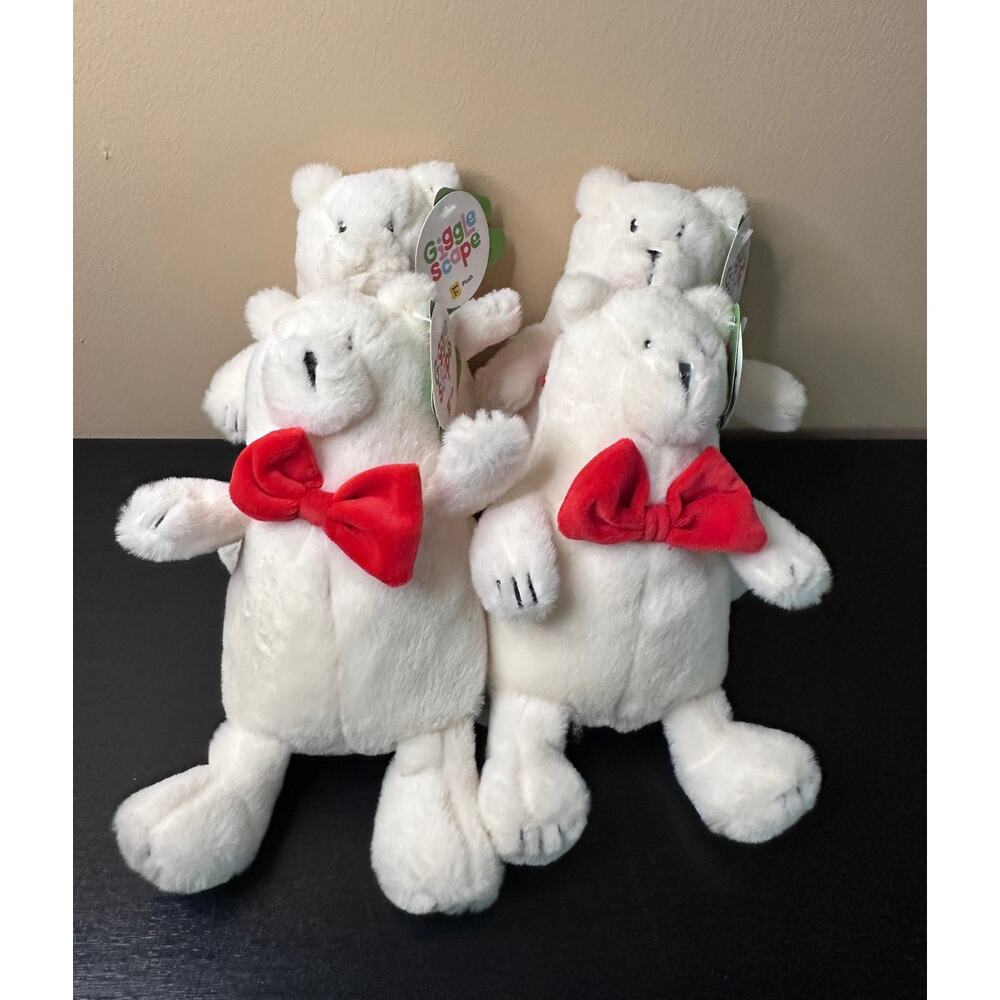 Gigglescape Polar Bear Plush 7” Holiday Stuffed Animal Set of 4 NEW - Picture 2 of 12
